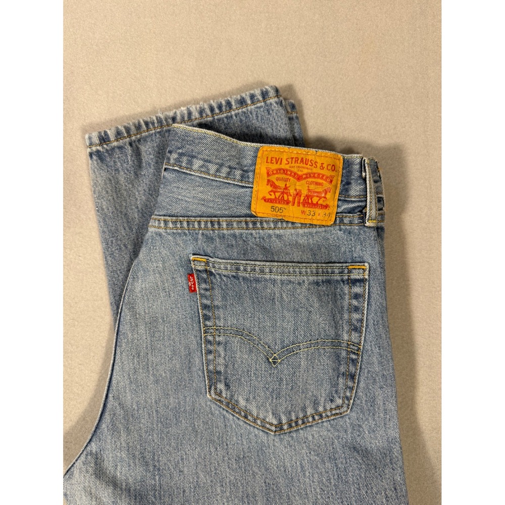 Levi's 505 Regular Fit Straight Leg Jeans Light Wash Denim Mens 33x34